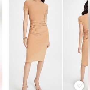 NWT Norma Kamali crew neck shirred midi dress